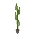 Artificial tall green cactus plant in dark coloured pot
