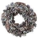 Artificial Frosty Silver & Grey Pine Wreath (30cm) - Durable & Deluxe Quality - **FREE UK MAINLAND DELIVERY**