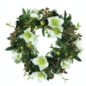 Artificial Christmas White Anemone's & Mixed Foliage Wreath 30cm **FREE UK MAINLAND DELIVERY**