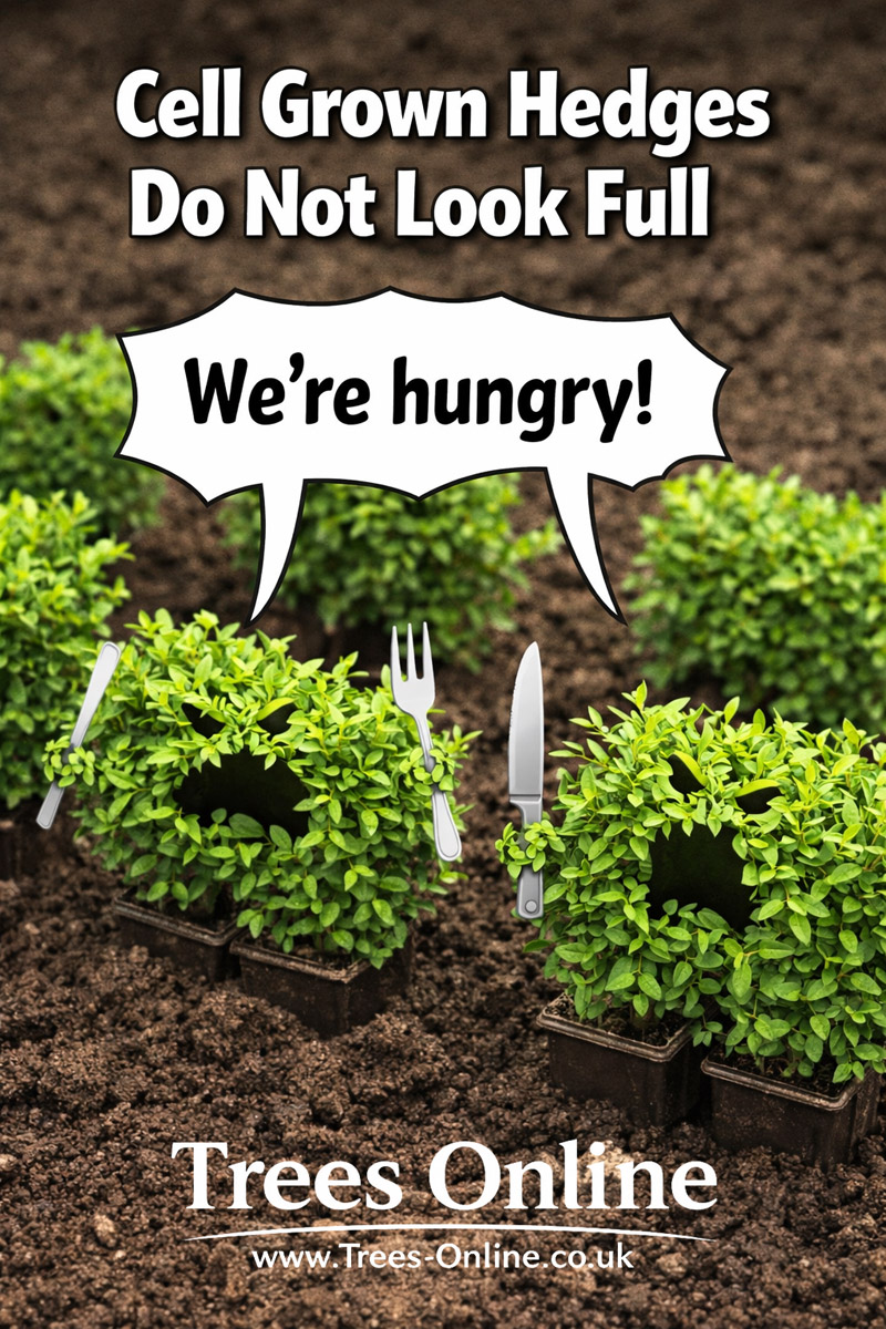 Small cell-grown hedge plants can look sparse at first