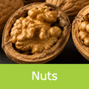 Franquette walnut shells and fruits