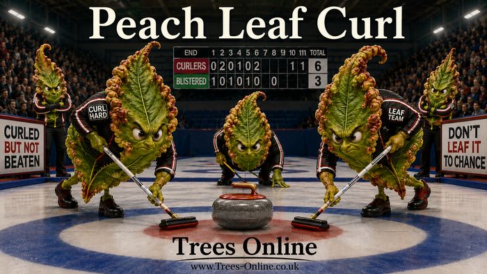 Peach leaf curl image for UK peach tree buyers