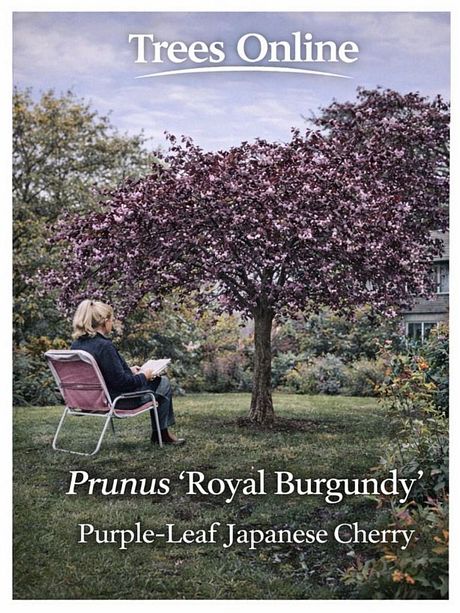 Prunus 'Royal Burgundy' Purple-Leaf Japanese Cherry in a UK garden