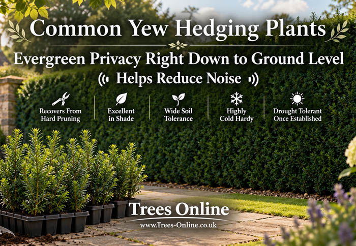 Common Yew hedging plants - Taxus baccata evergreen privacy hedge with cell-grown Yew plants