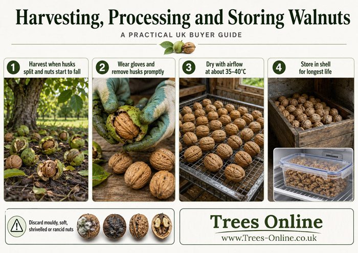 Walnut harvesting, husking, drying and storage guide